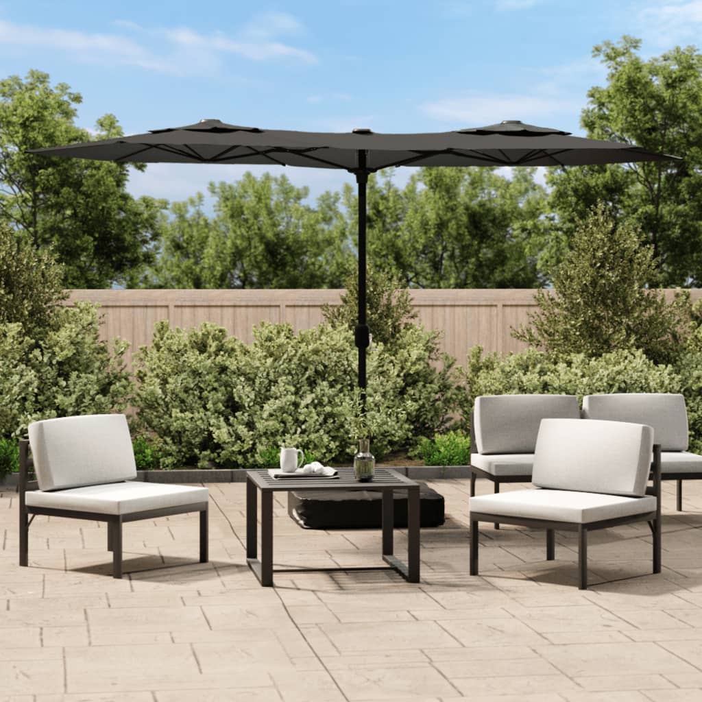 Sombrilla Doble De Jardín Blanco Gris Taupe 316X145 Cm