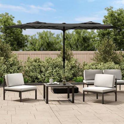 Sombrilla Doble De Jardín Blanco Gris Taupe 316X145 Cm