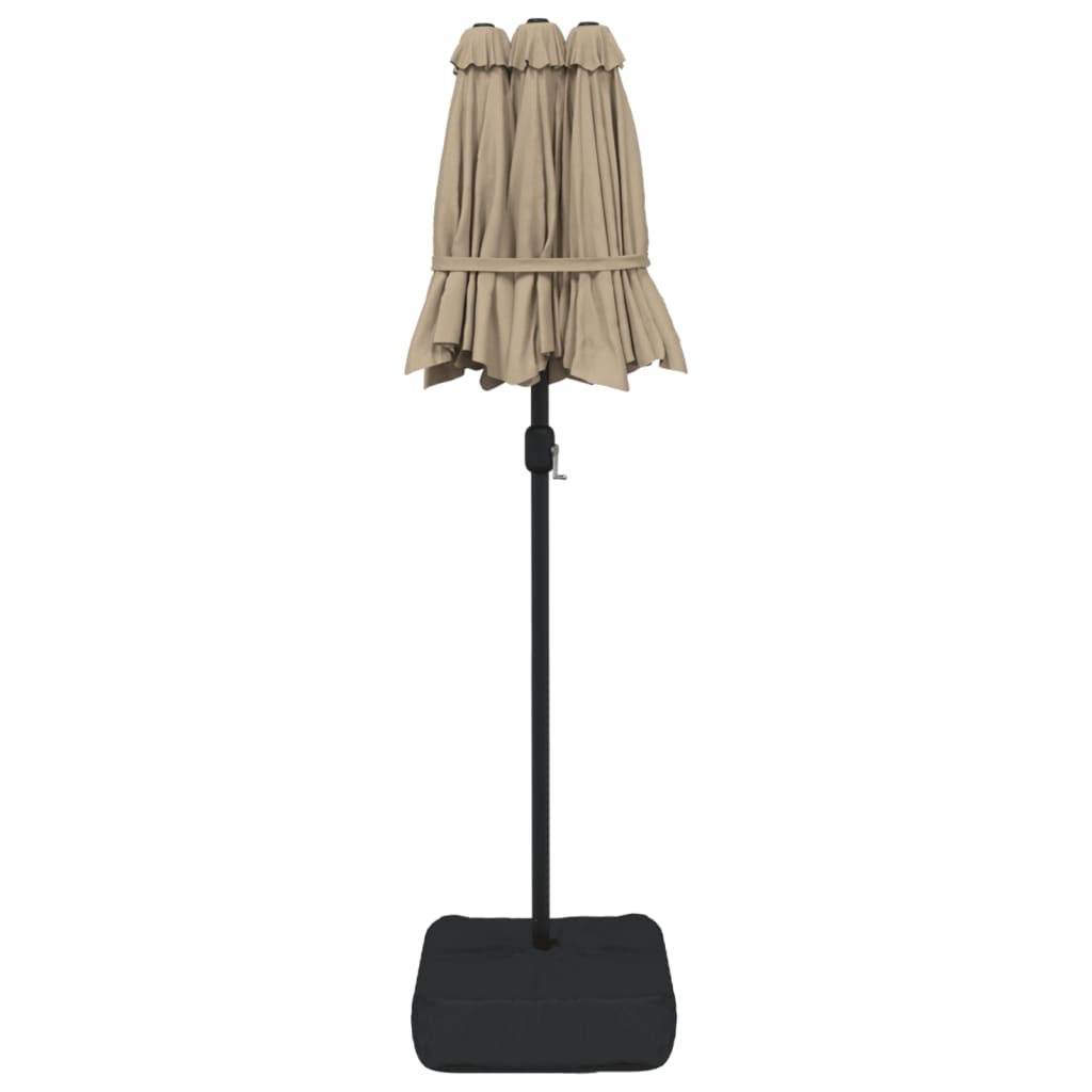 Sombrilla Doble De Jardín Blanco Gris Taupe 316X145 Cm