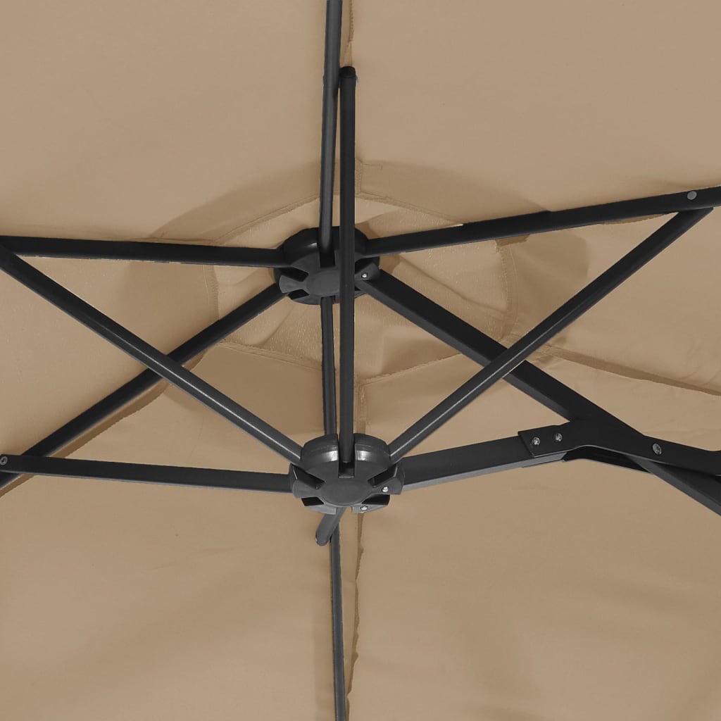 Sombrilla Doble De Jardín Blanco Gris Taupe 316X145 Cm
