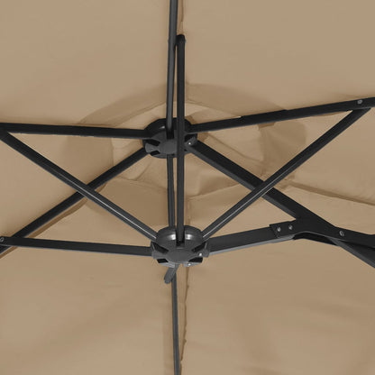 Sombrilla Doble De Jardín Blanco Gris Taupe 316X145 Cm
