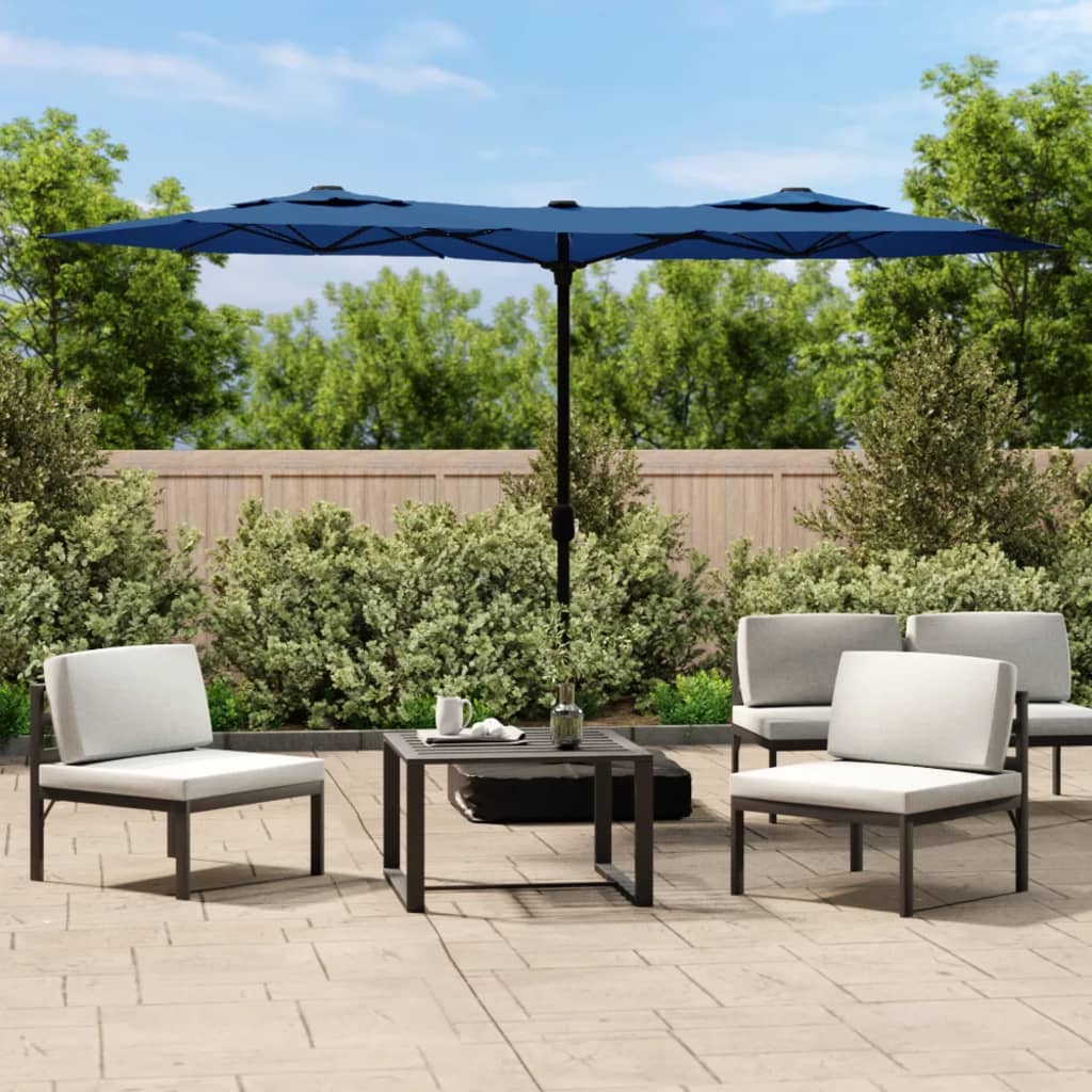 Sombrilla Doble De Jardín Blanco Gris Taupe 316X145 Cm