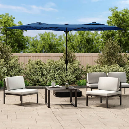 Sombrilla Doble De Jardín Blanco Gris Taupe 316X145 Cm