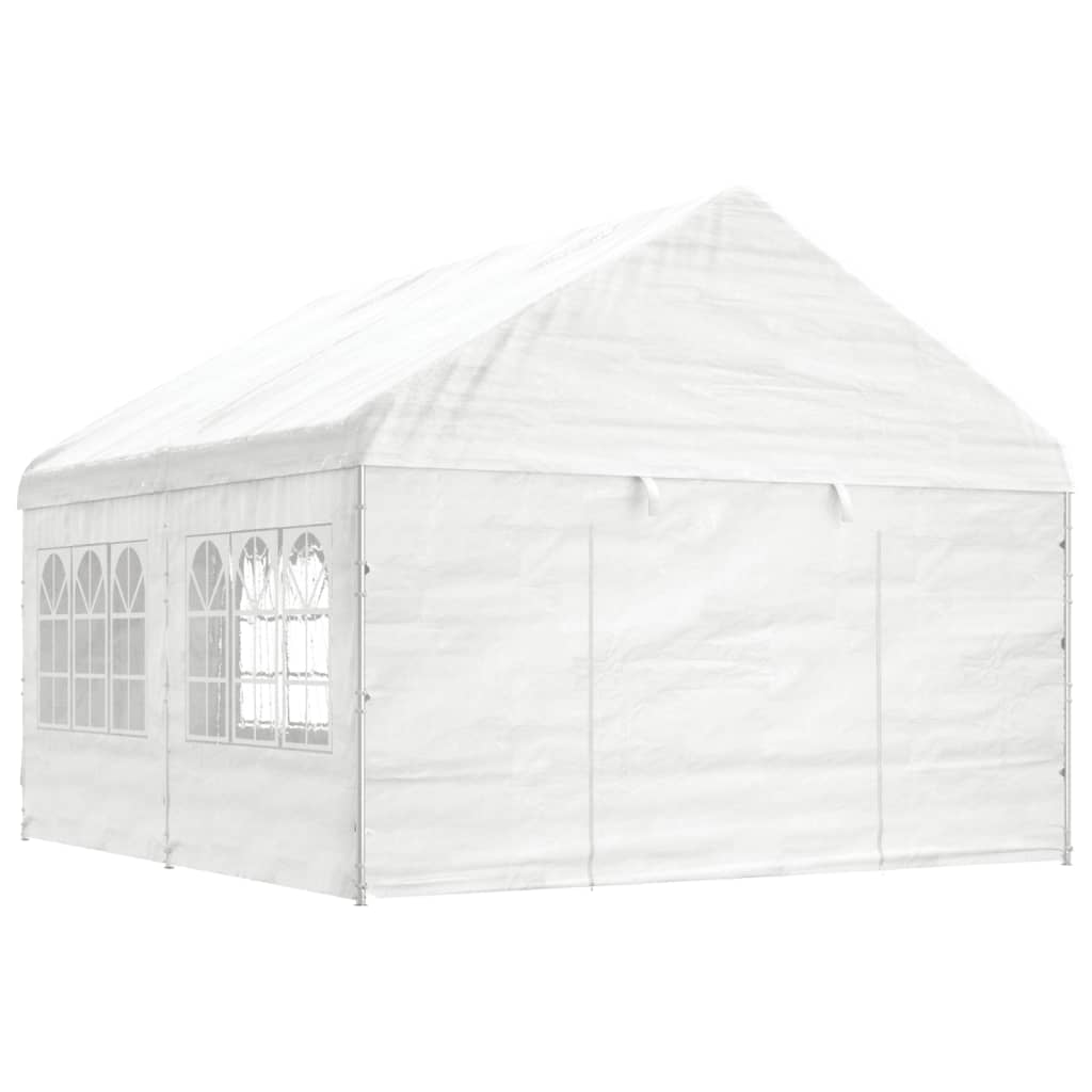 Cenador Con Techo Polietileno Blanco 11,15X4,08X3,22 M