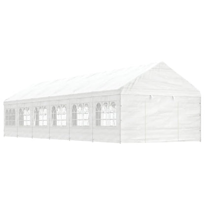 Cenador Con Techo Polietileno Blanco 11,15X4,08X3,22 M