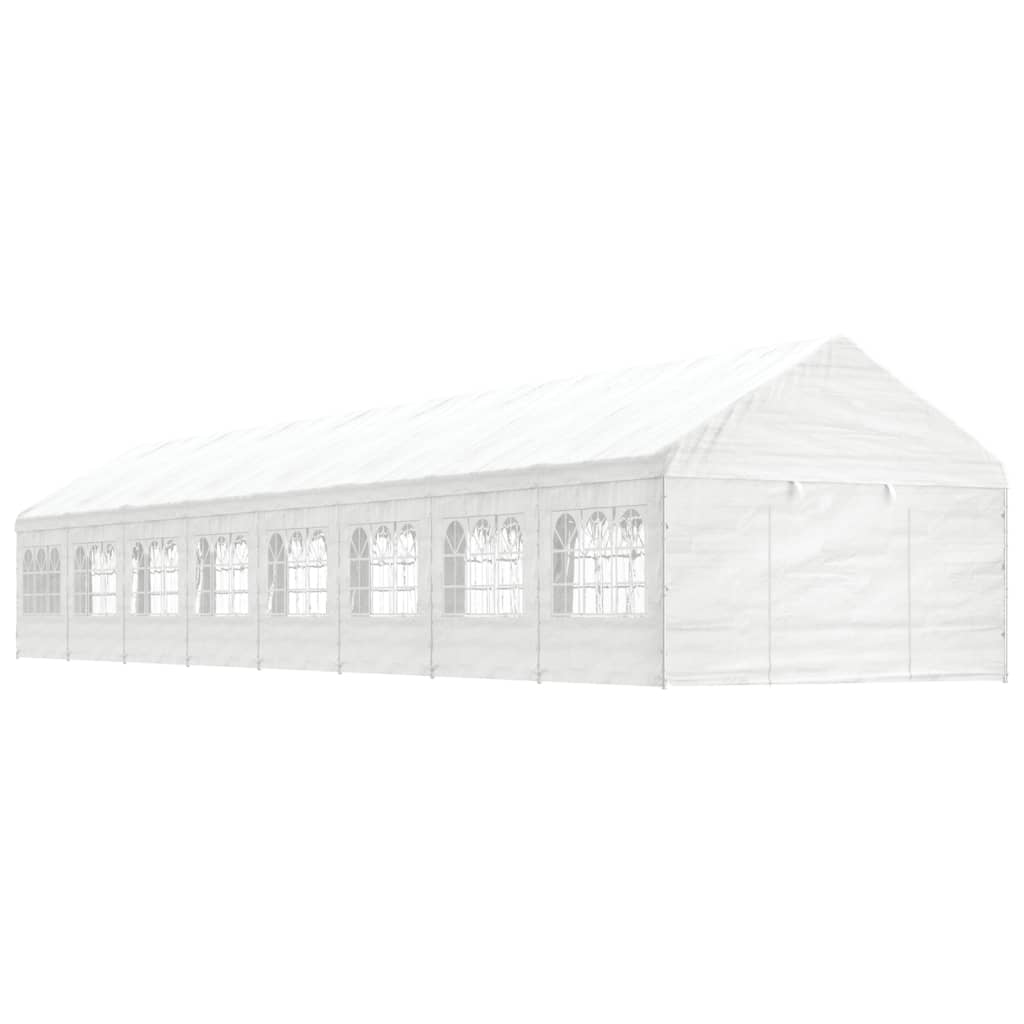 Cenador Con Techo Polietileno Blanco 11,15X4,08X3,22 M