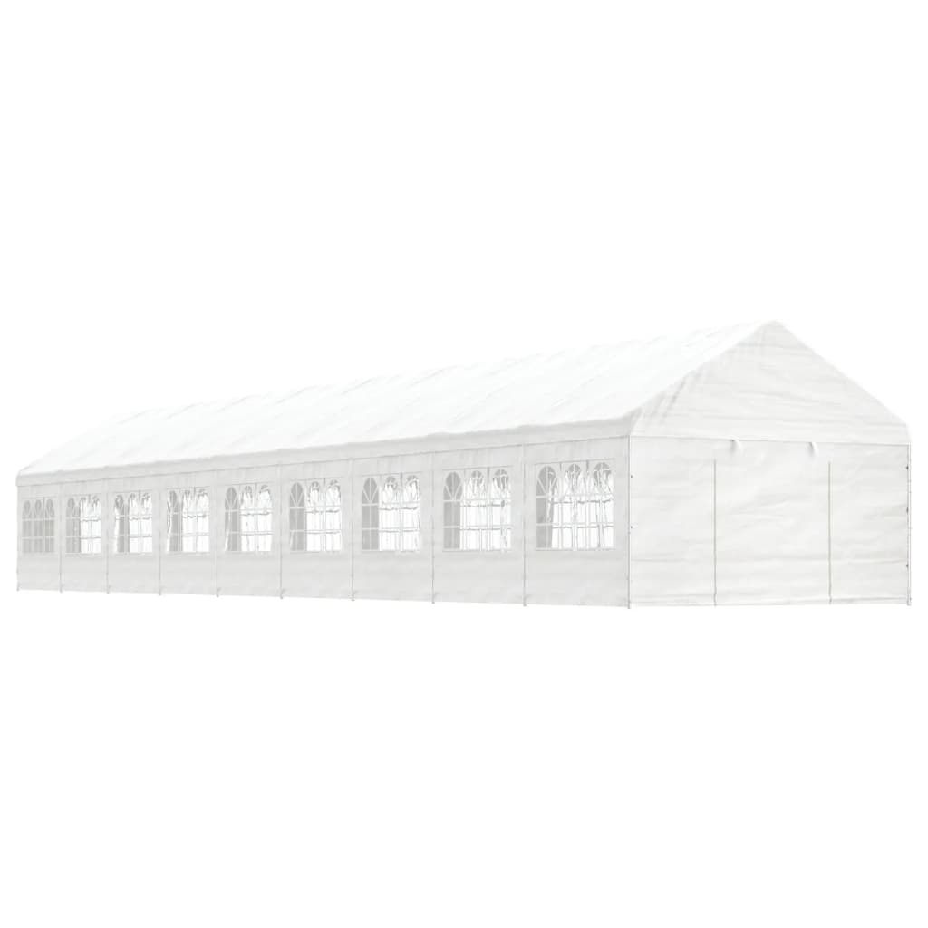 Cenador Con Techo Polietileno Blanco 11,15X4,08X3,22 M