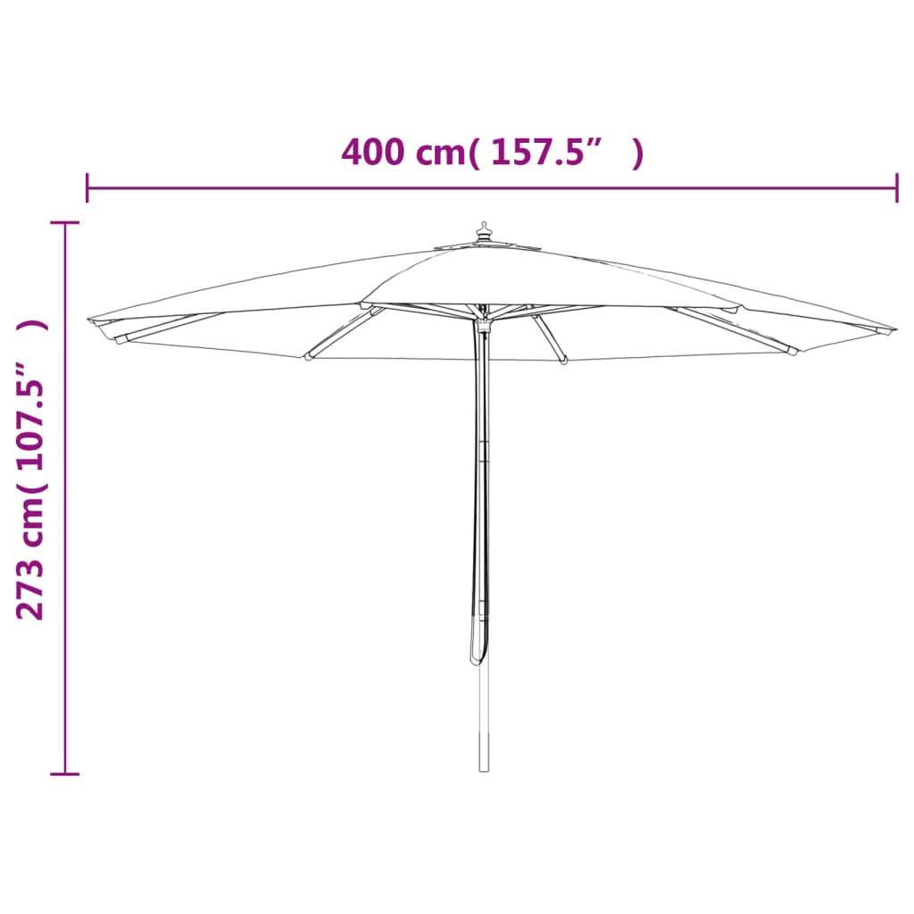 Sombrilla De Jardín Con Poste De Madera 400X273 Cm