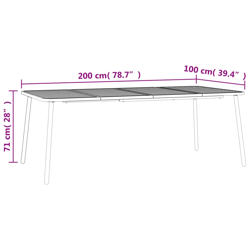 Mesa De Jardín Acero Gris Antracita