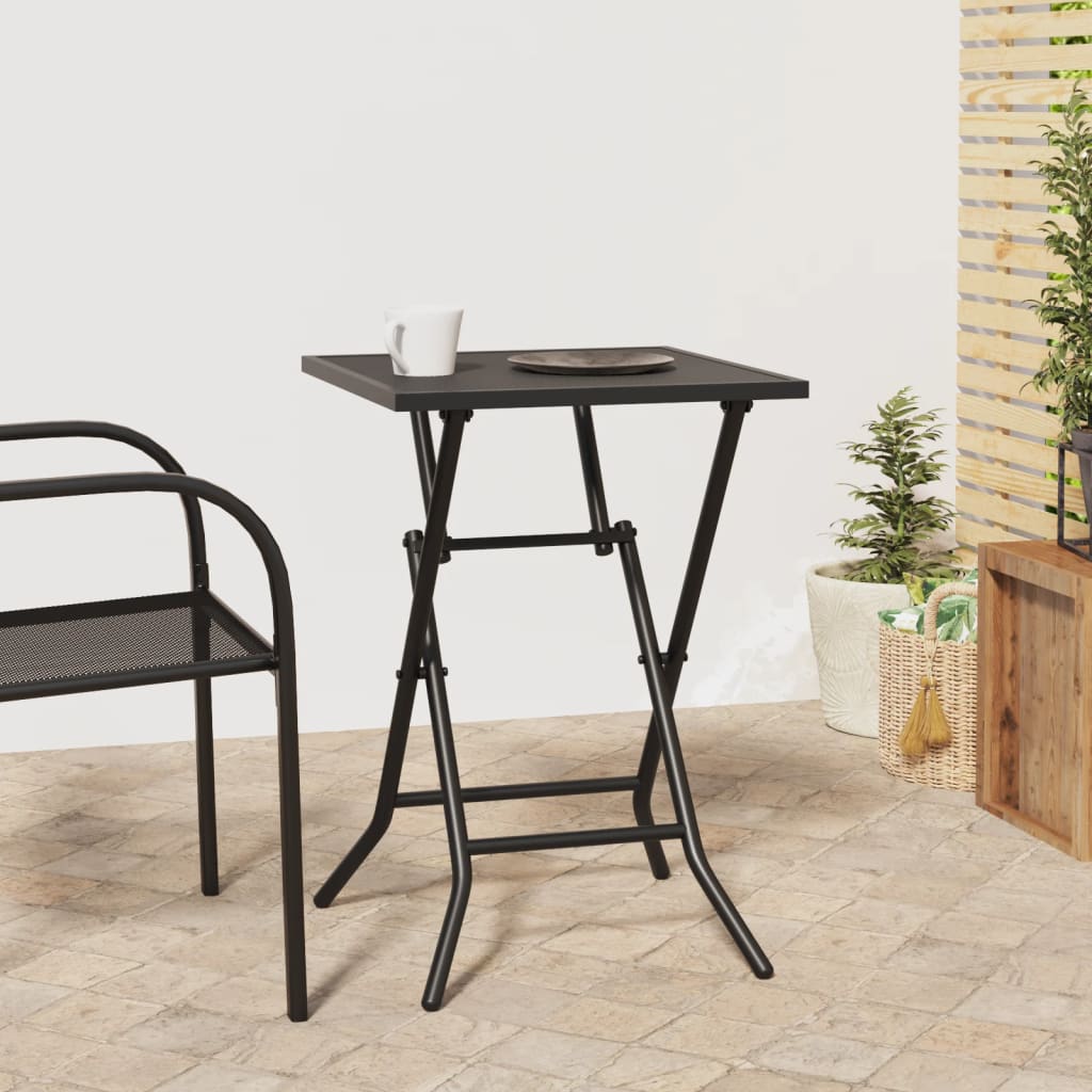 Mesa De Jardín Plegable Malla Acero Gris Antracita