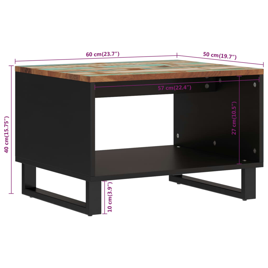 Mesa De Centro De Madera Maciza Reciclada 60X50X40 Cm