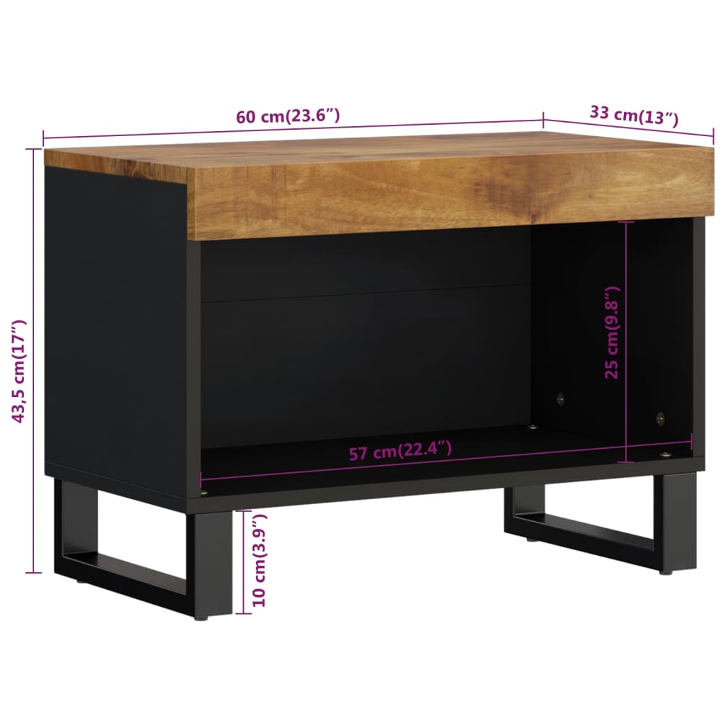 Mueble De Tv Madera Maciza De Mango 60X33X43,5 Cm