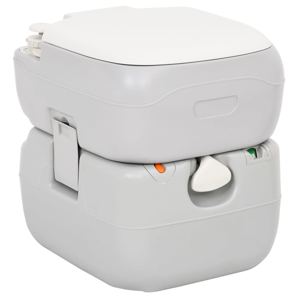 Inodoro De Camping Portátil Hdpe Gris Y Blanco 22+12 L