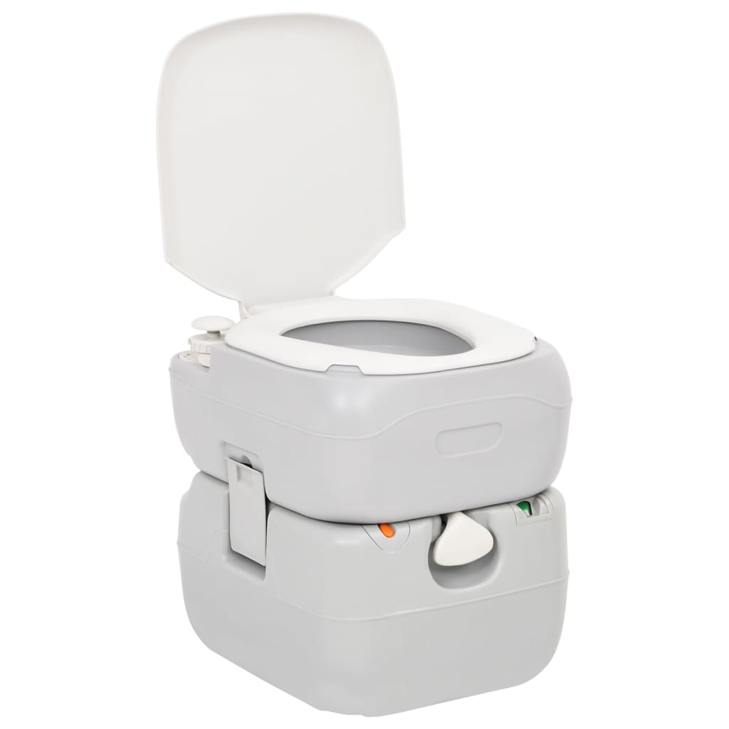 Inodoro De Camping Portátil Hdpe Gris Y Blanco 22+12 L