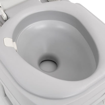 Inodoro De Camping Portátil Hdpe Gris Y Blanco 22+12 L