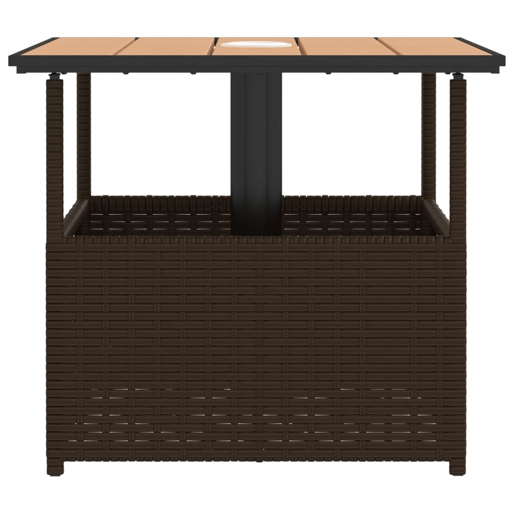 Mesa De Jardín Hueco De Sombrilla Ratán Pe 55X55X46,5 Cm