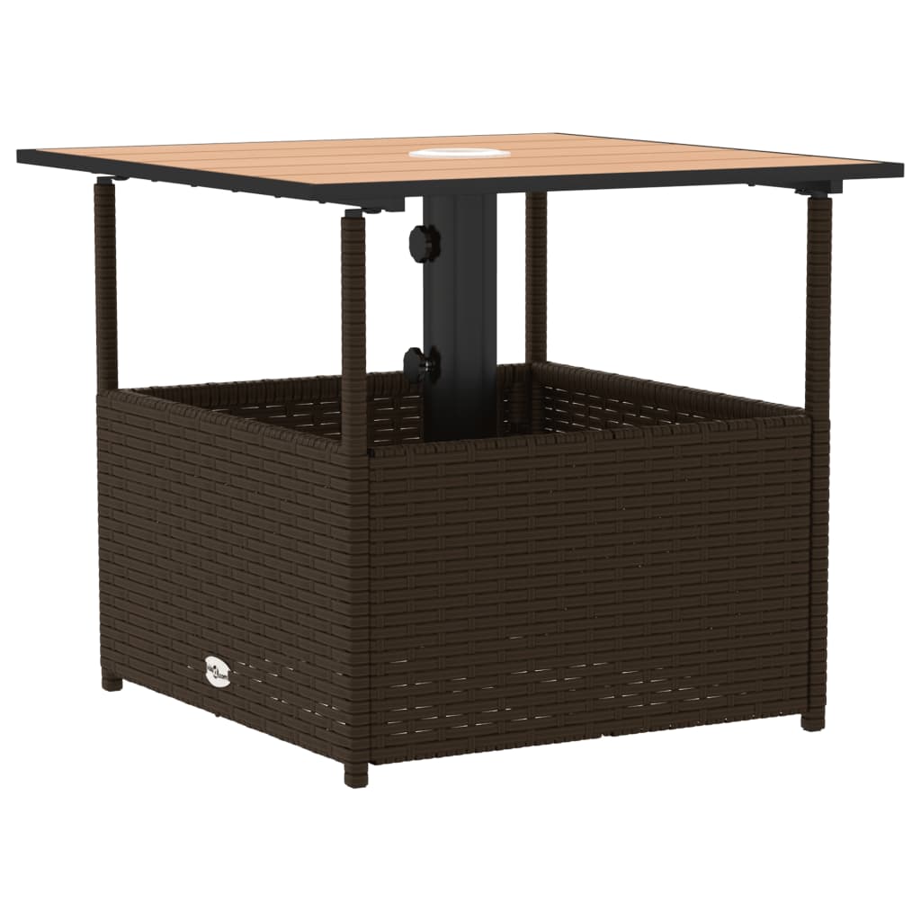 Mesa De Jardín Hueco De Sombrilla Ratán Pe 55X55X46,5 Cm