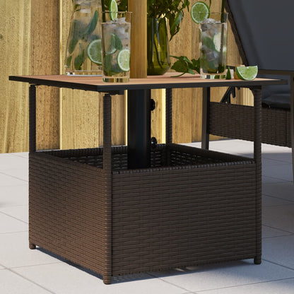 Mesa De Jardín Hueco De Sombrilla Ratán Pe 55X55X46,5 Cm