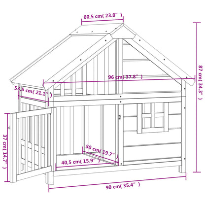 Caseta Para Perros Madera Maciza De Pino 96X60,5X87 Cm
