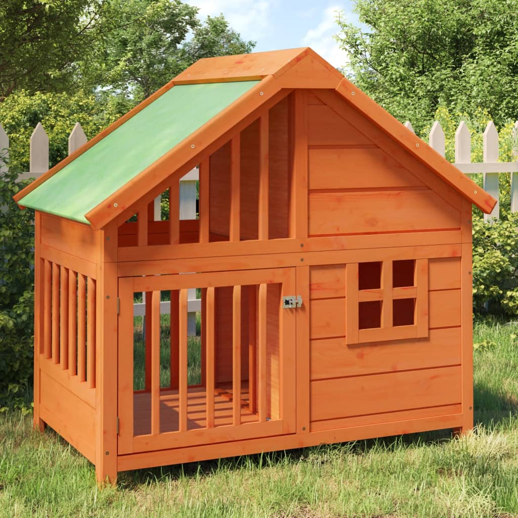 Caseta Para Perros Madera Maciza De Pino 96X60,5X87 Cm