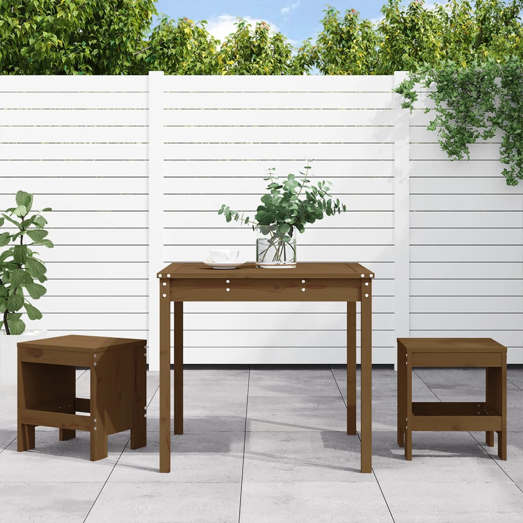 Mesa Y Sillas De Jardín 3 Pzas Madera Maciza Douglas