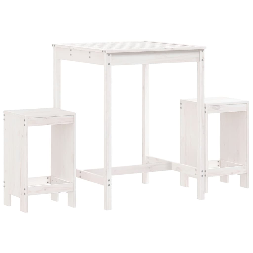 Set De Mesa Y Taburetes Altos Jardín 3 Pzas Madera