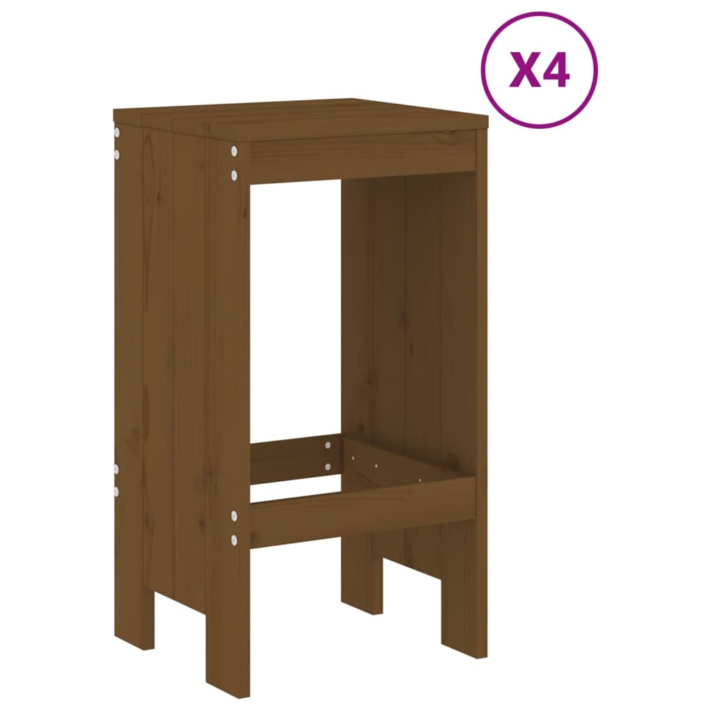 Mesa Y Taburetes Altos De Jardín 5 Pzas Madera