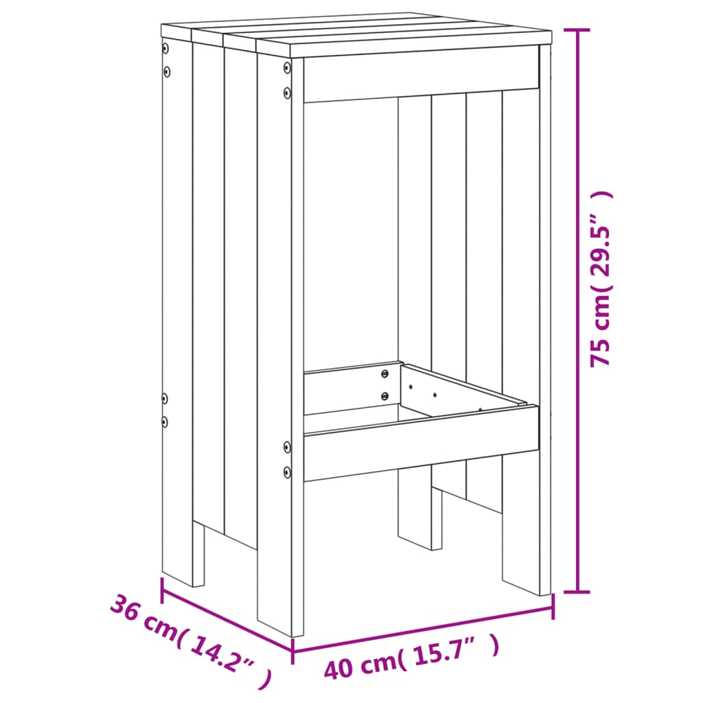 Mesa Y Taburetes Altos De Jardín 5 Pzas Madera