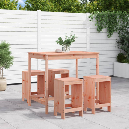 Mesa Y Taburetes Altos De Jardín 5 Pzas Madera