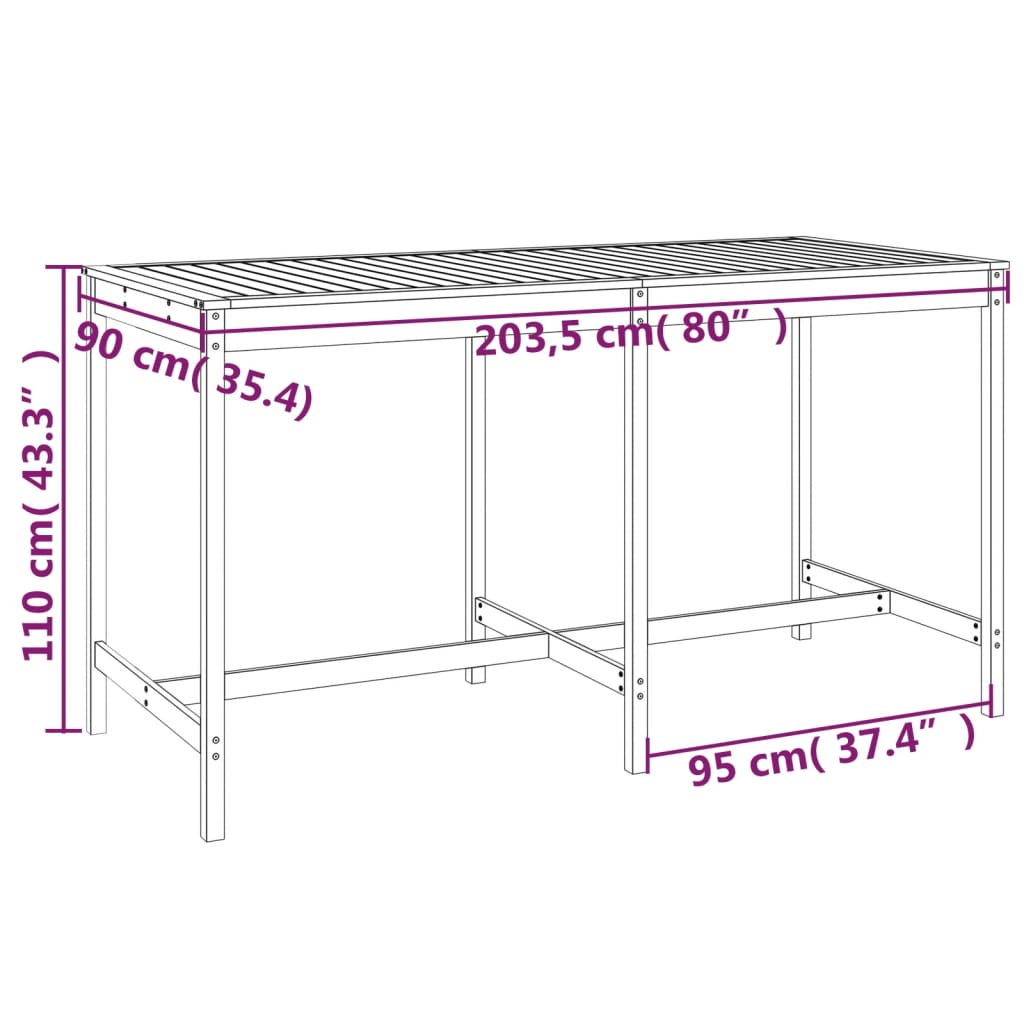 Mesa Y Taburetes Altos De Jardín 9 Pzas Madera