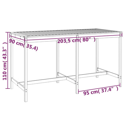 Mesa Y Taburetes Altos De Jardín 9 Pzas Madera