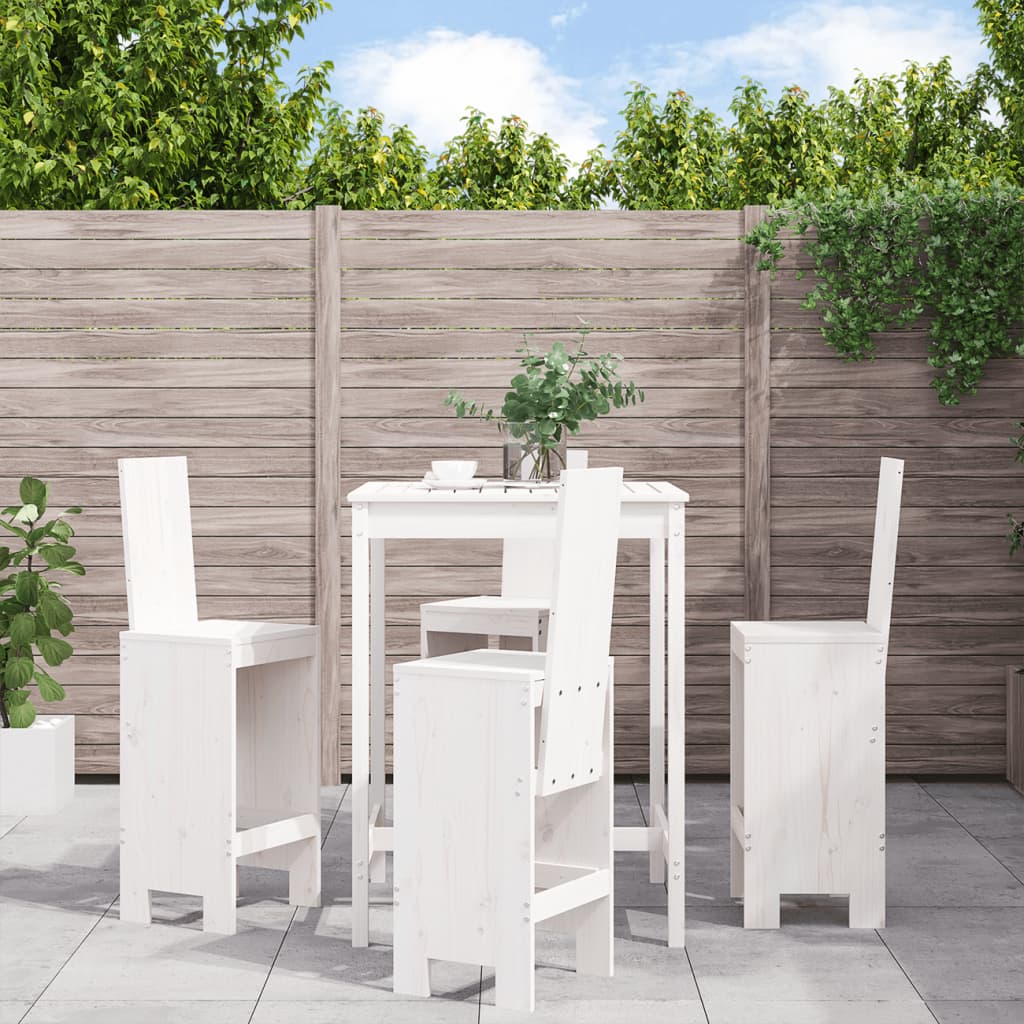 Mesa Alta Y Taburetes De Jardín 5 Piezas Madera Maciza Douglas