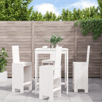 Mesa Alta Y Taburetes De Jardín 5 Piezas Madera Maciza Douglas