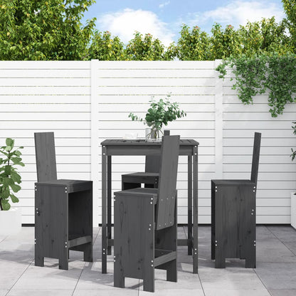 Mesa Alta Y Taburetes De Jardín 5 Piezas Madera Maciza Douglas