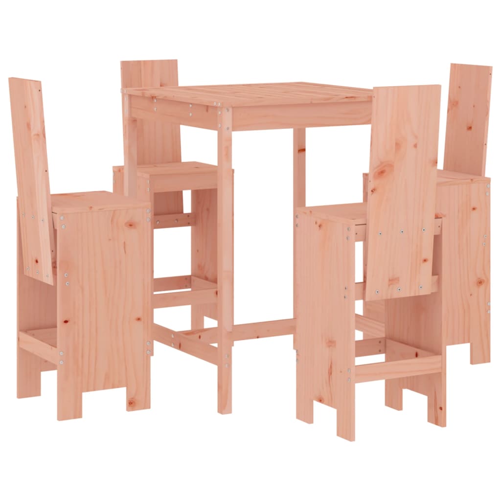 Mesa Alta Y Taburetes De Jardín 5 Piezas Madera Maciza Douglas