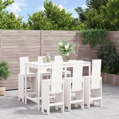Set De Mesa Y Taburetes Altos Jardín 7 Piezas Madera
