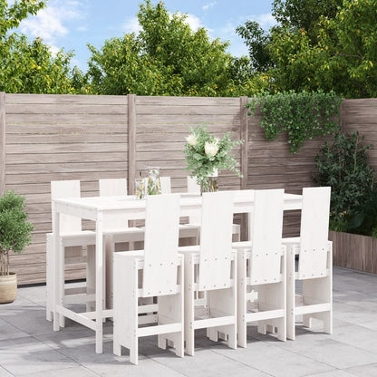 Mesa Y Taburetes Altos Jardín 9 Pzas Madera Maciza