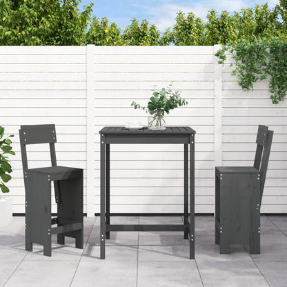 Set De Mesa Y Taburetes Altos Jardín 3 Piezas Madera