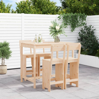 Set De Mesa Y Taburetes Altos Jardín 5 Piezas Madera