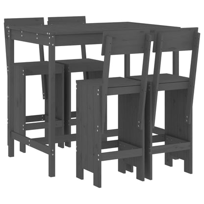 Set De Mesa Y Taburetes Altos Jardín 5 Piezas Madera