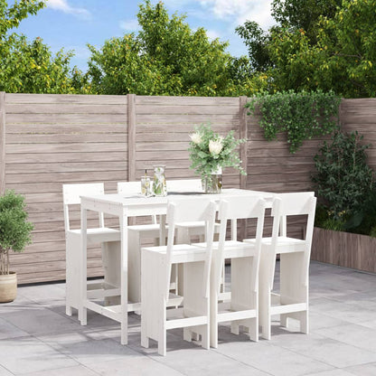 Set De Mesa Y Taburetes Altos Jardín 7 Piezas Madera