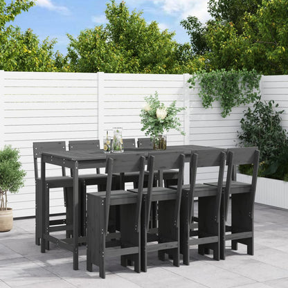 Mesa Y Taburetes Altos Jardín 9 Pzas Madera Maciza