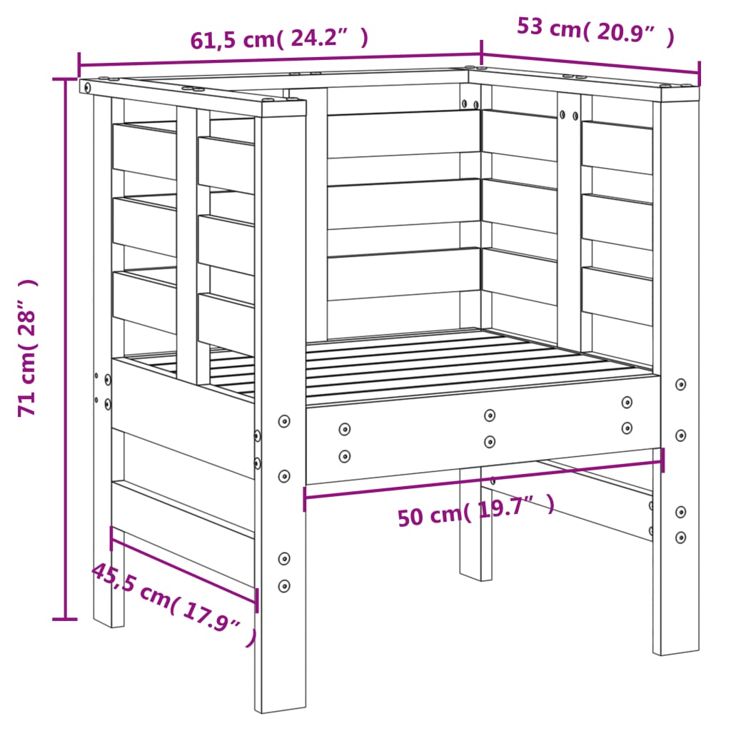 Juego De Muebles De Jardín 3 Pzas Madera Maciza De