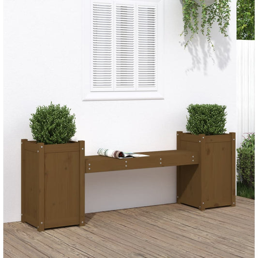Banco Con Jardineras Madera Maciza 180X36X63Cm
