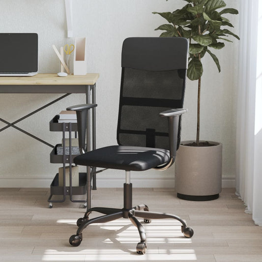 Silla De Oficina Altura Ajustable Tela Malla Y Cuero Pe