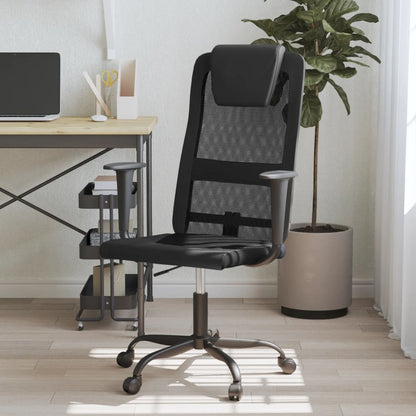 Silla De Oficina Altura Ajustable Tela Malla Y Cuero Pe
