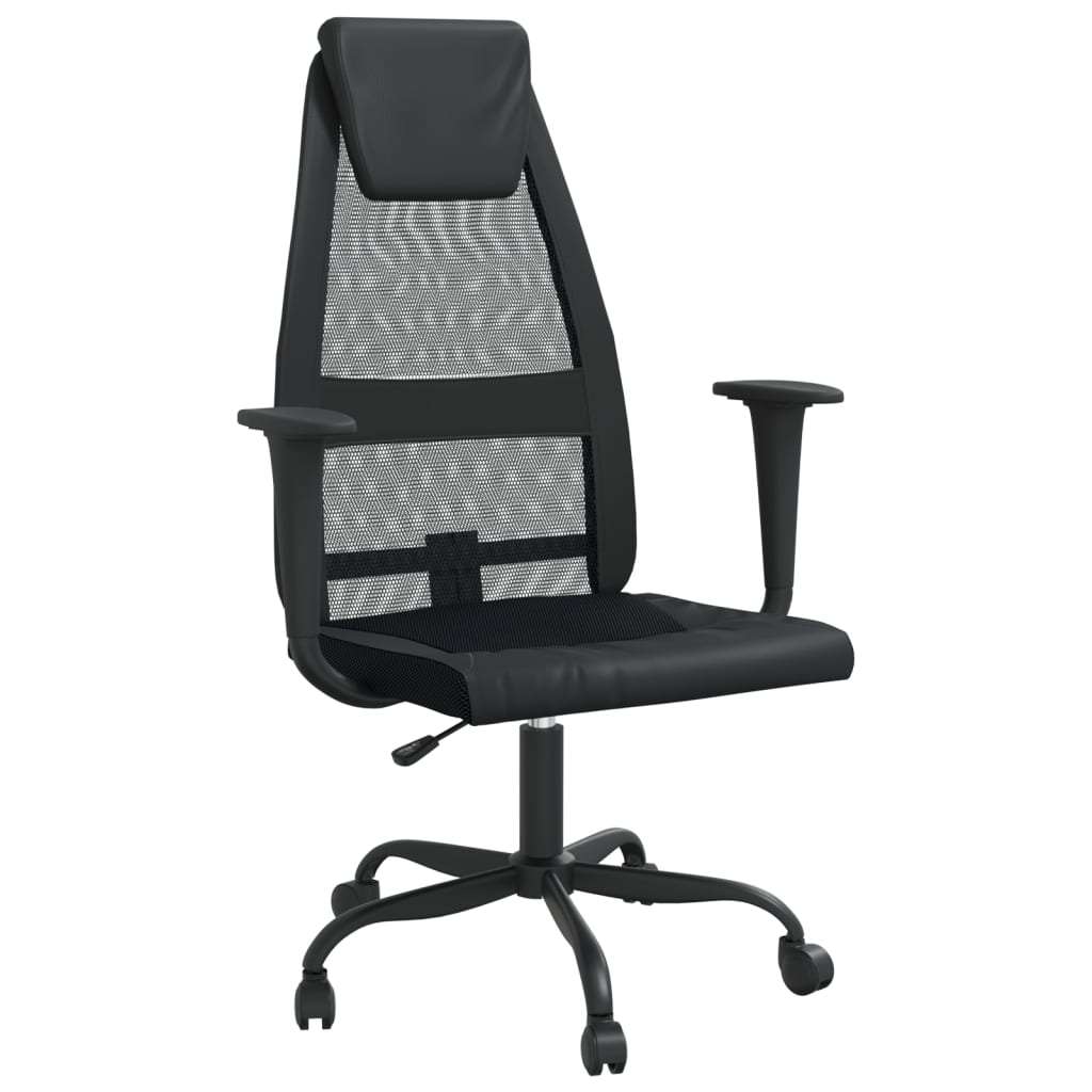 Silla De Oficina Altura Ajustable Tela Malla Y Cuero Pe