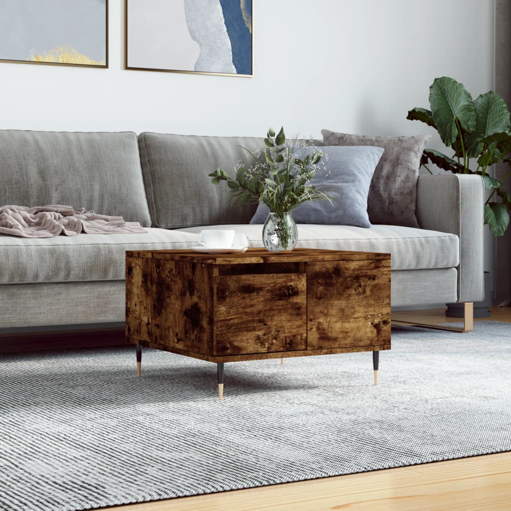Mesa De Centro Madera Contrachapada Roble Marrón 55X55X36,5 Cm