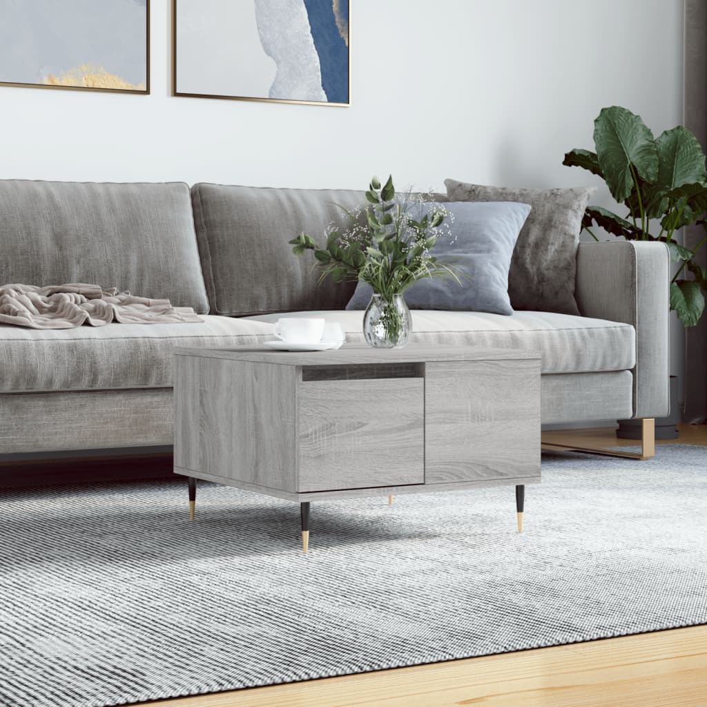 Mesa De Centro Madera Contrachapada Roble Marrón 55X55X36,5 Cm