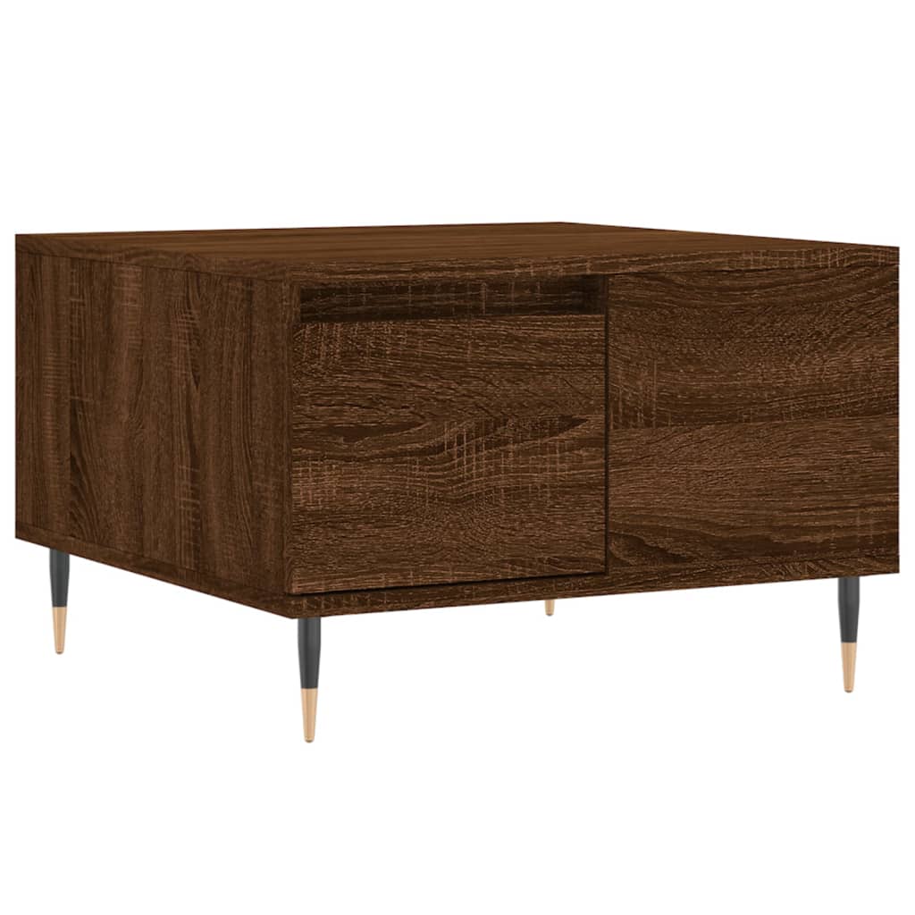 Mesa De Centro Madera Contrachapada Roble Marrón 55X55X36,5 Cm
